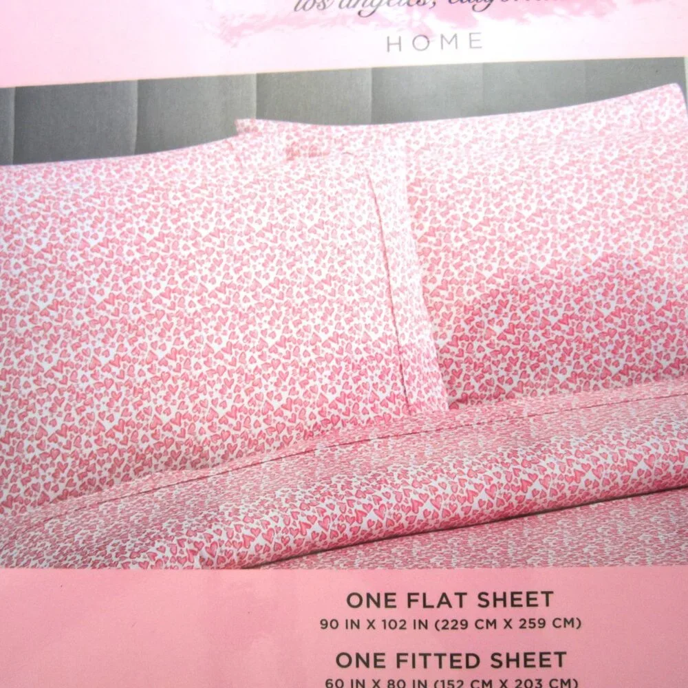 Juicy Couture Queen Sheet Set JC Red Pink Hearts - Picture 4 of 5